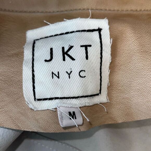 Jakett JKT NYC Womens Piper Patina Leather Jacket, Au Lait Full Zip Motorcycle B - Picture 8 of 11